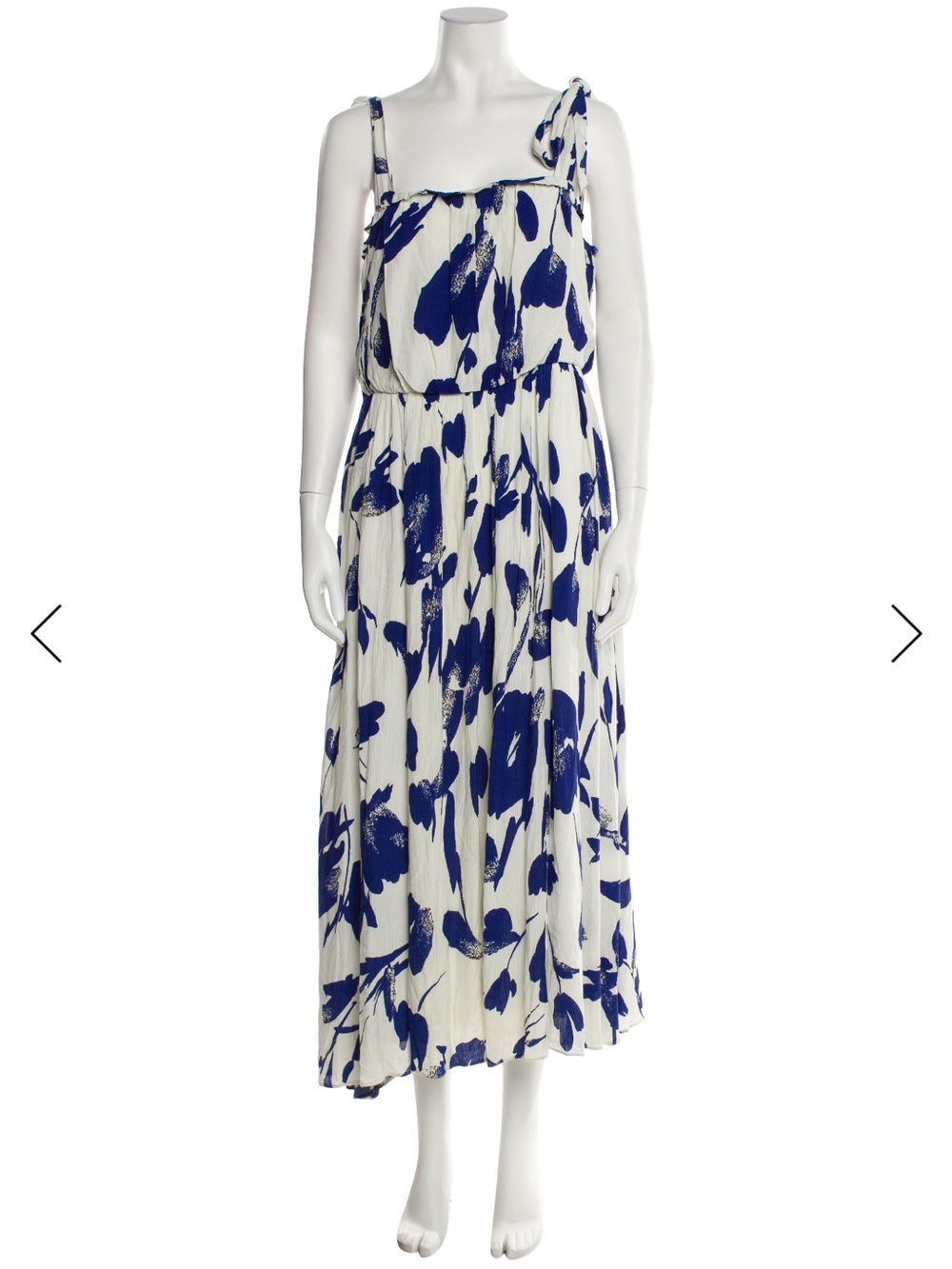 Jason Wu White Midi Dress with Blue Abstract Print